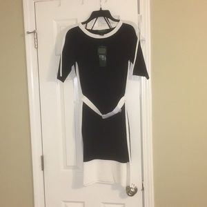 Black and White Short Sleeve Dress